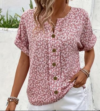 AMAR | Floral Button Blouse