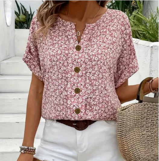 AMAR | Floral Button Blouse