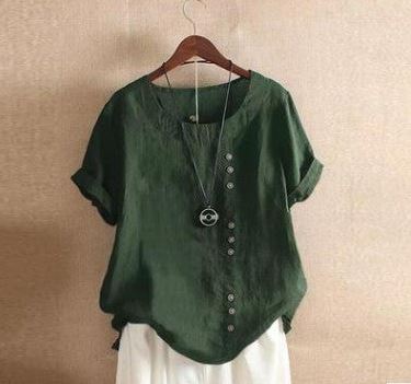 ELENA | Casual T-Shirt with Round Neck and Buttons