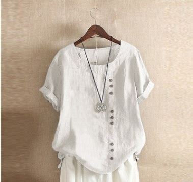 ELENA | Casual T-Shirt with Round Neck and Buttons